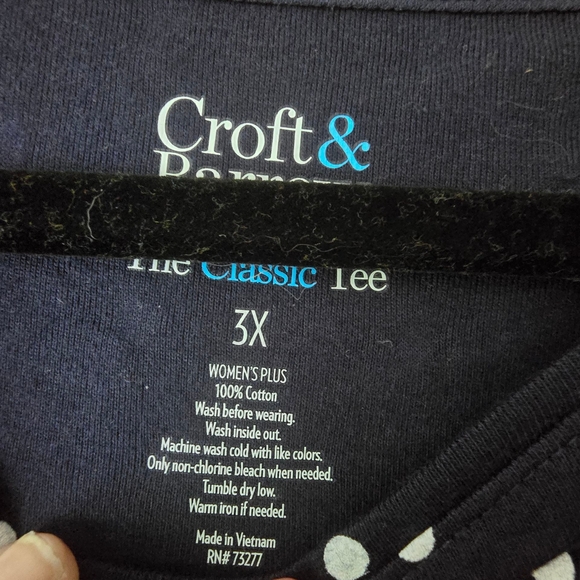 3X, 4X Croft & Barrow Dark Blue Polka Dot Short Sleeve Top - Picture 4 of 5